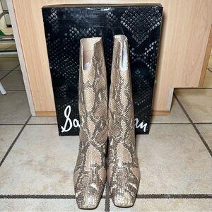 NWT Sam Edelman Lolita Snakeskin Square Toe Boots Size 9